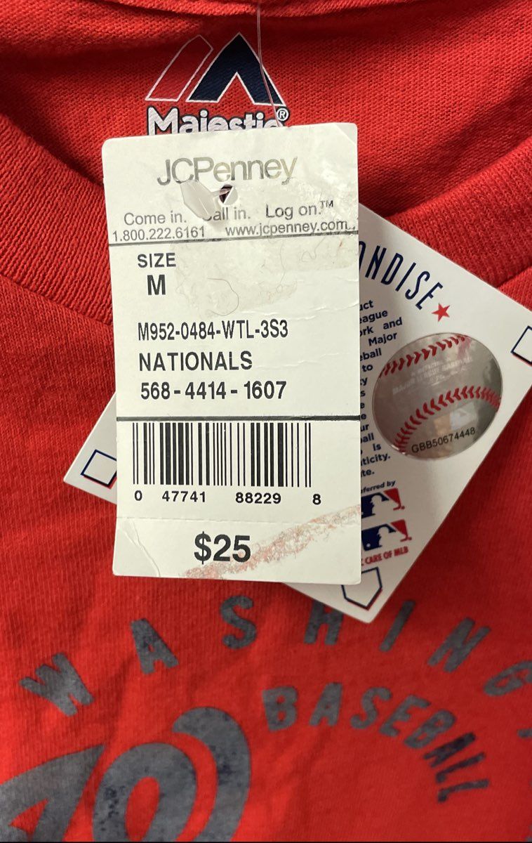 Majestic Men's Washington Nationals MLB Baseball Graphic T-Shirt Red NWT Sz M