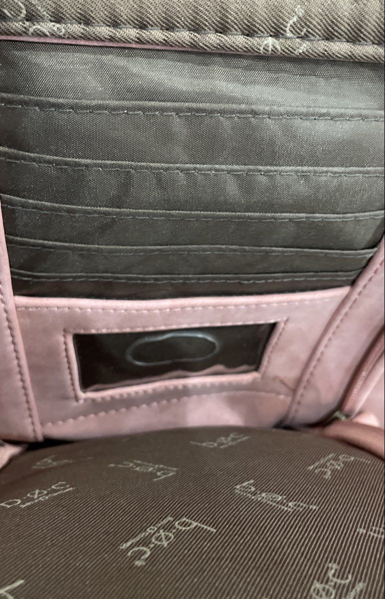 b.o.c. Pink Leather Crossbody Shoulder Bag Organizer Pocket Brass Hardware