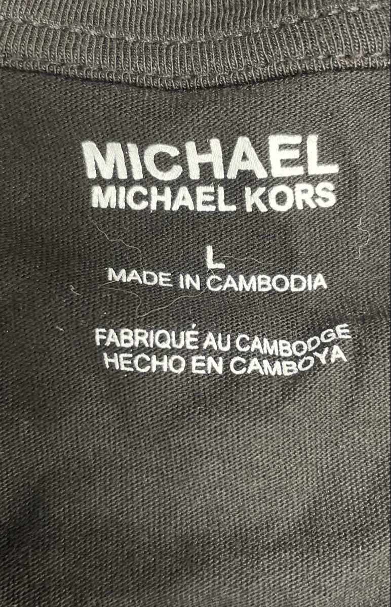Michael Kors Women's Snakeskin Logo Graphic T-Shirt Dark Gray Top Sz L