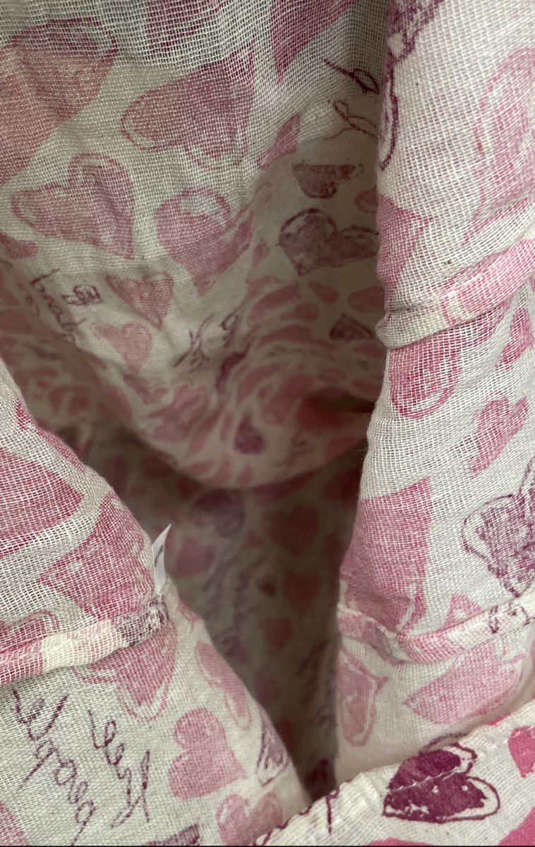 Free People Pink Heart Logo Print Slouchy Hobo Market Tote Bag with Pouch