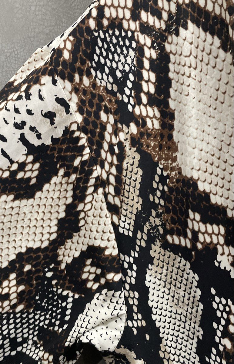 Express Women's Snake Skin Print Long Sleeve Wrap Dress Beige Brown Black Sz M