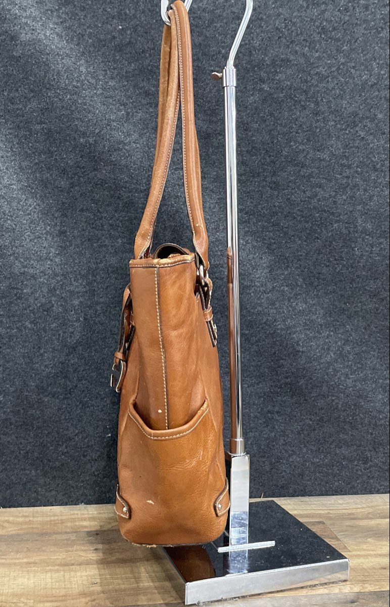 Etienne Aigner Brown Leather Large Tote Shoulder Bag Silver Hardware