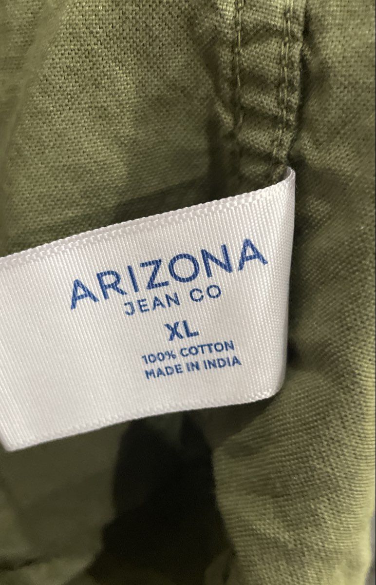 Arizona Jean Co Men's Olive Green Cotton Utility Button Down Shirt Jacket Sz XL