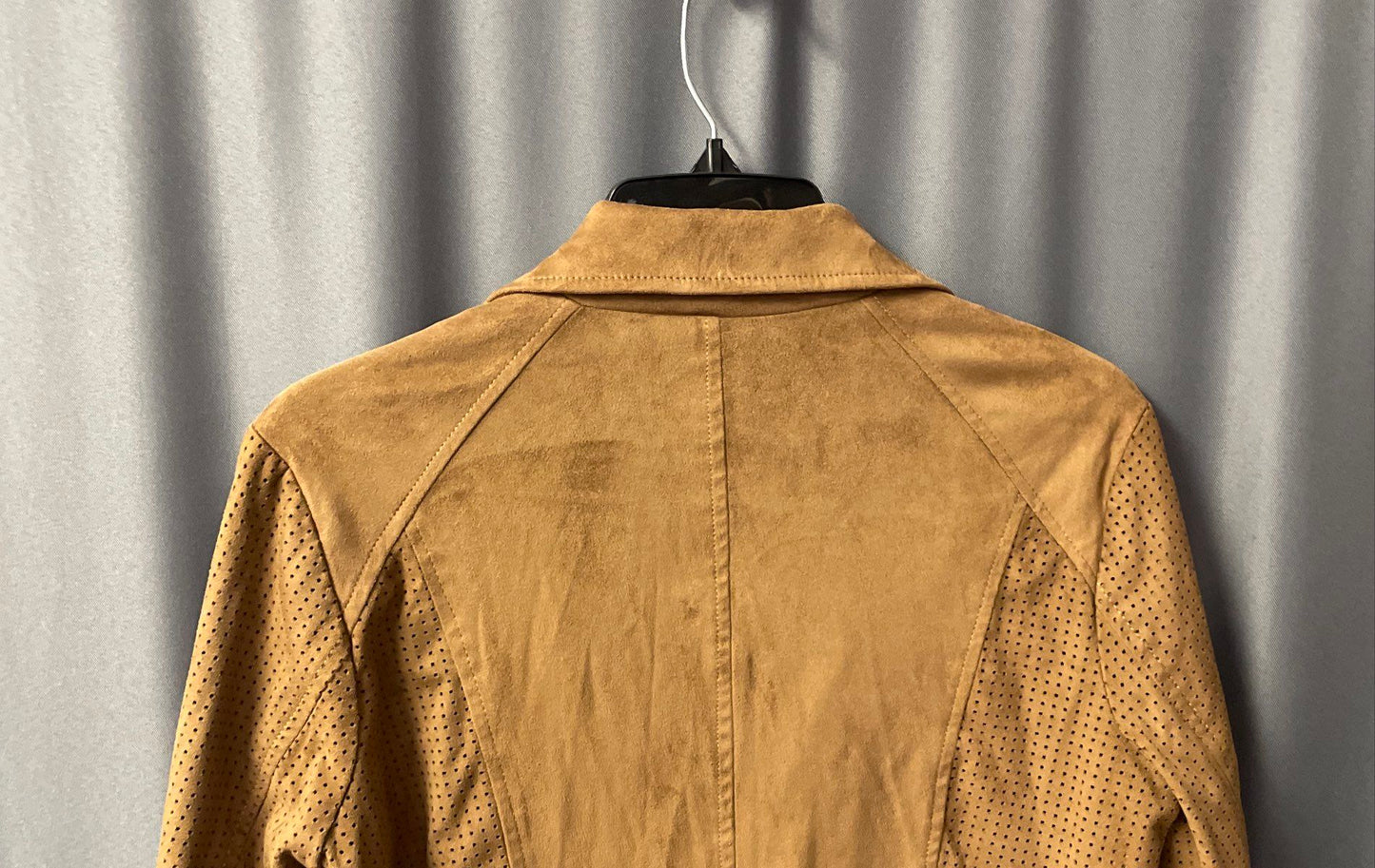 Kate & Mallory Women's Brown Sueded Perforated Moto Jacket Sz S
