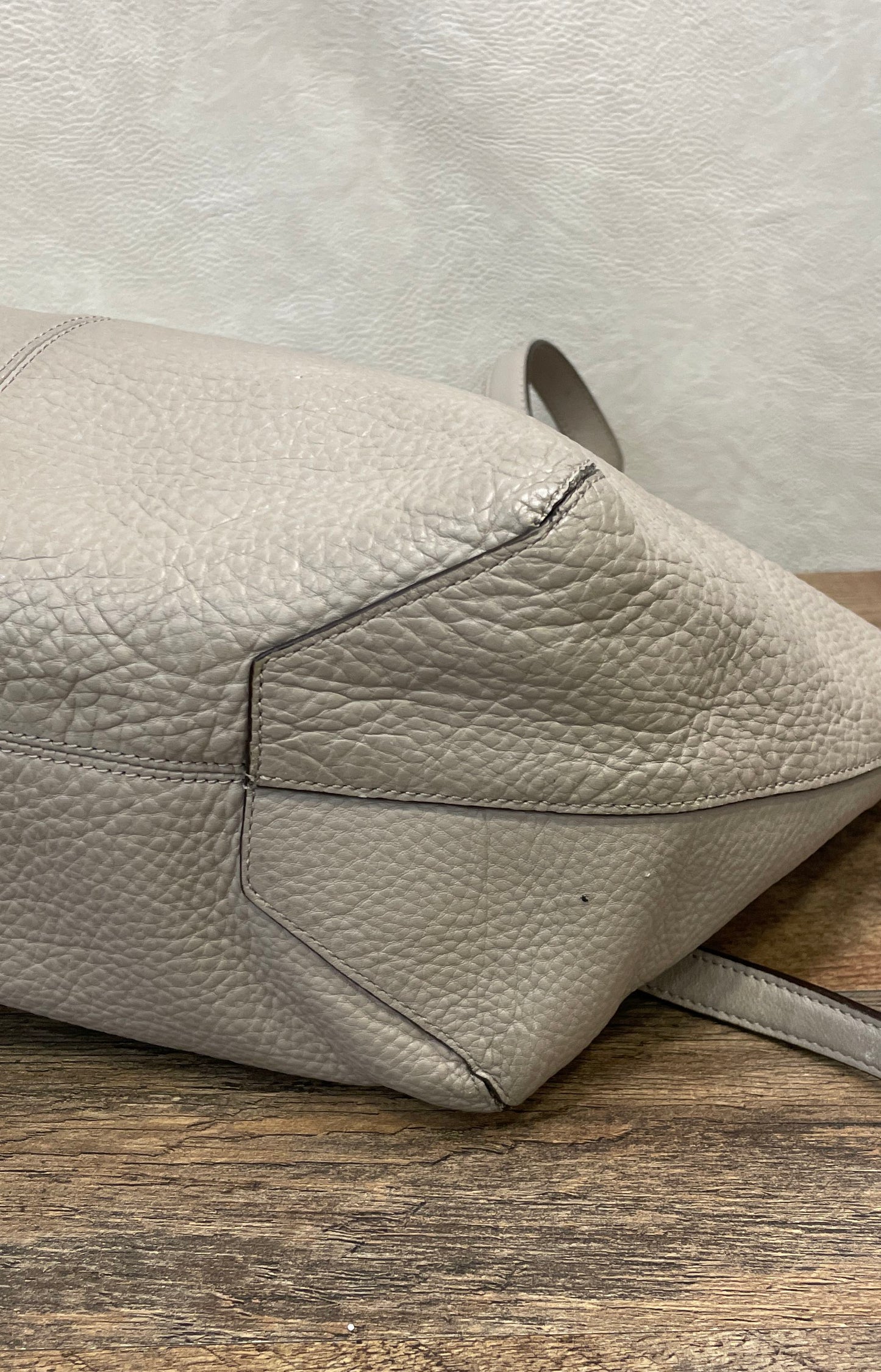 Coach Grey Pebbled Leather Tote Shoulder Bag Silver Hardware Convertible