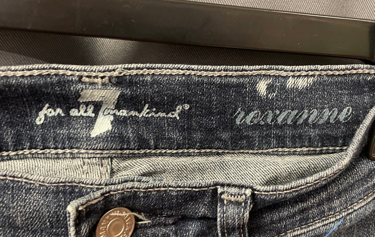 7 For All Mankind Women's Roxanne Blue Slim Fit Raw Hem Stretch Jeans Size 25