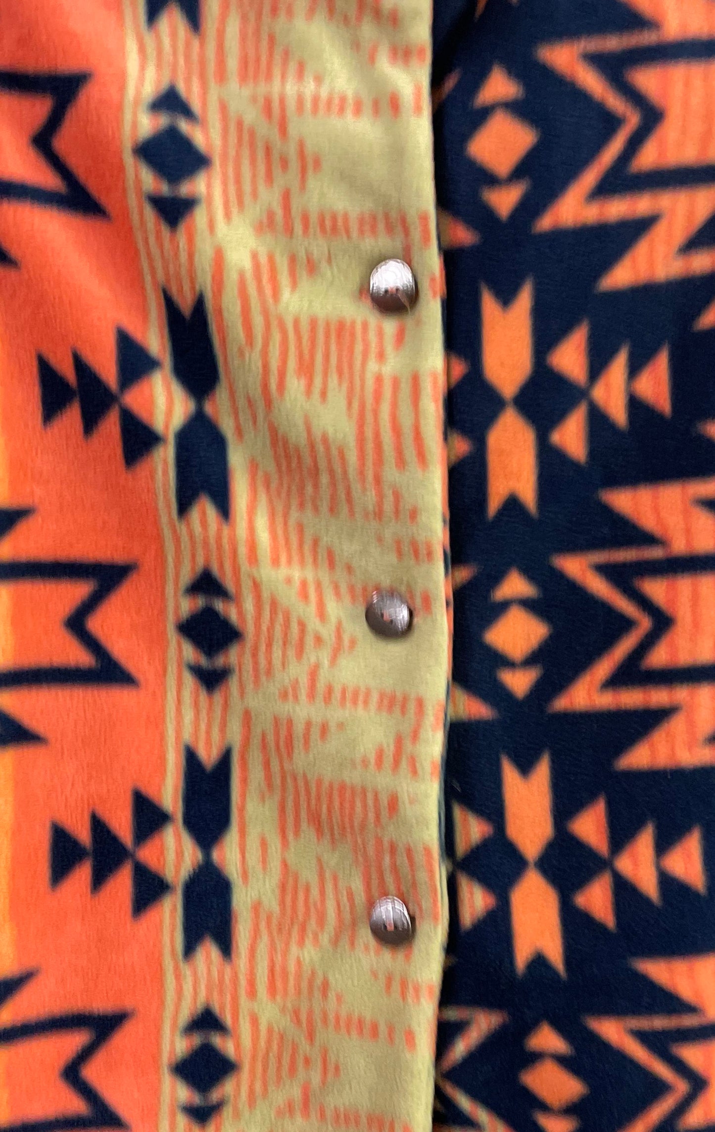 Rebecca Malone Women's Orange Navy Aztec Fleece Vest Snap Front Size M