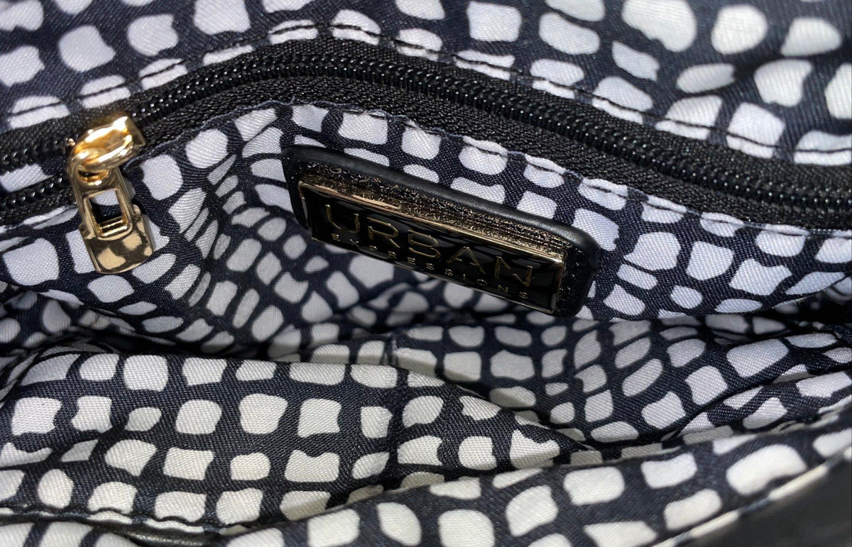 Urban Expressions Black Woven Trim Tassel Crossbody Saddle Bag Gold Hardware