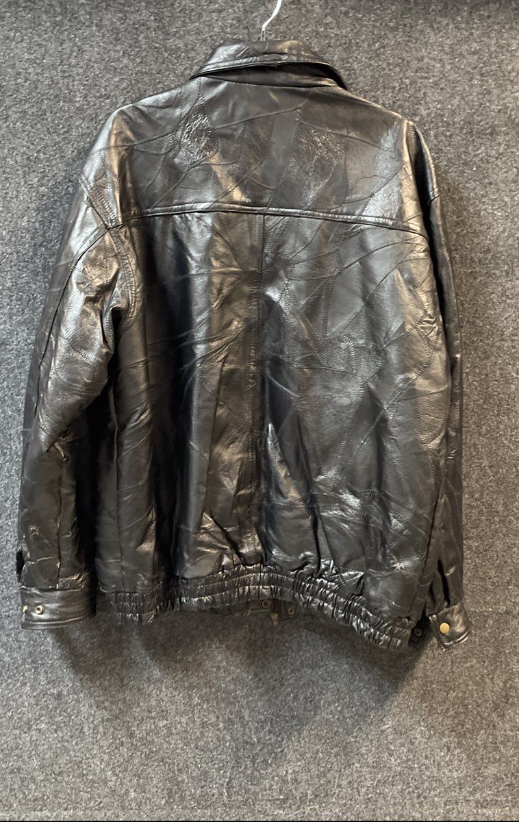Leather & Soul Men's Black Patchwork Leather Bomber Jacket Sz L