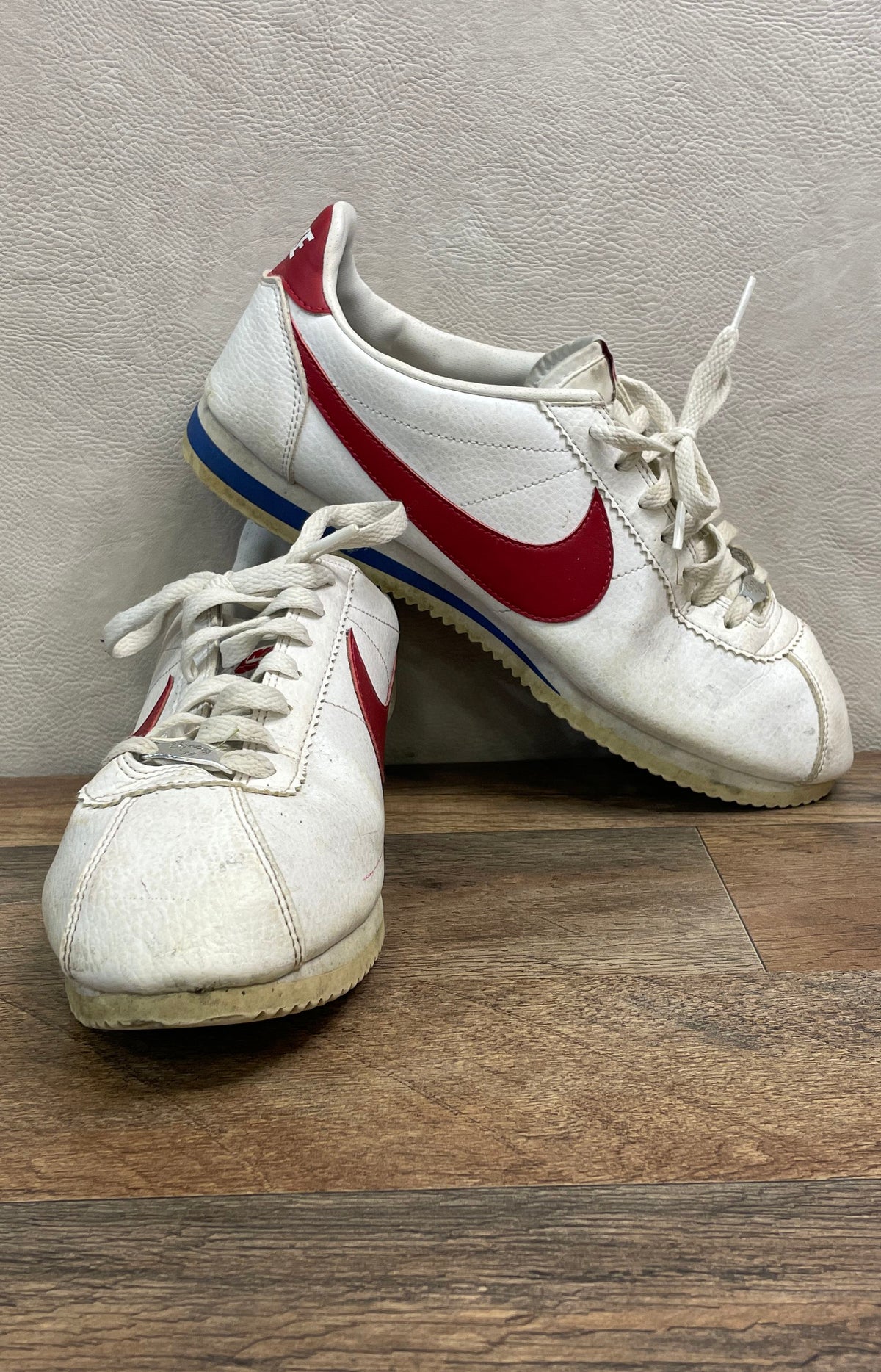Nike Cortez Basic Leather White Varsity Red Royal Sneakers Size 10.5