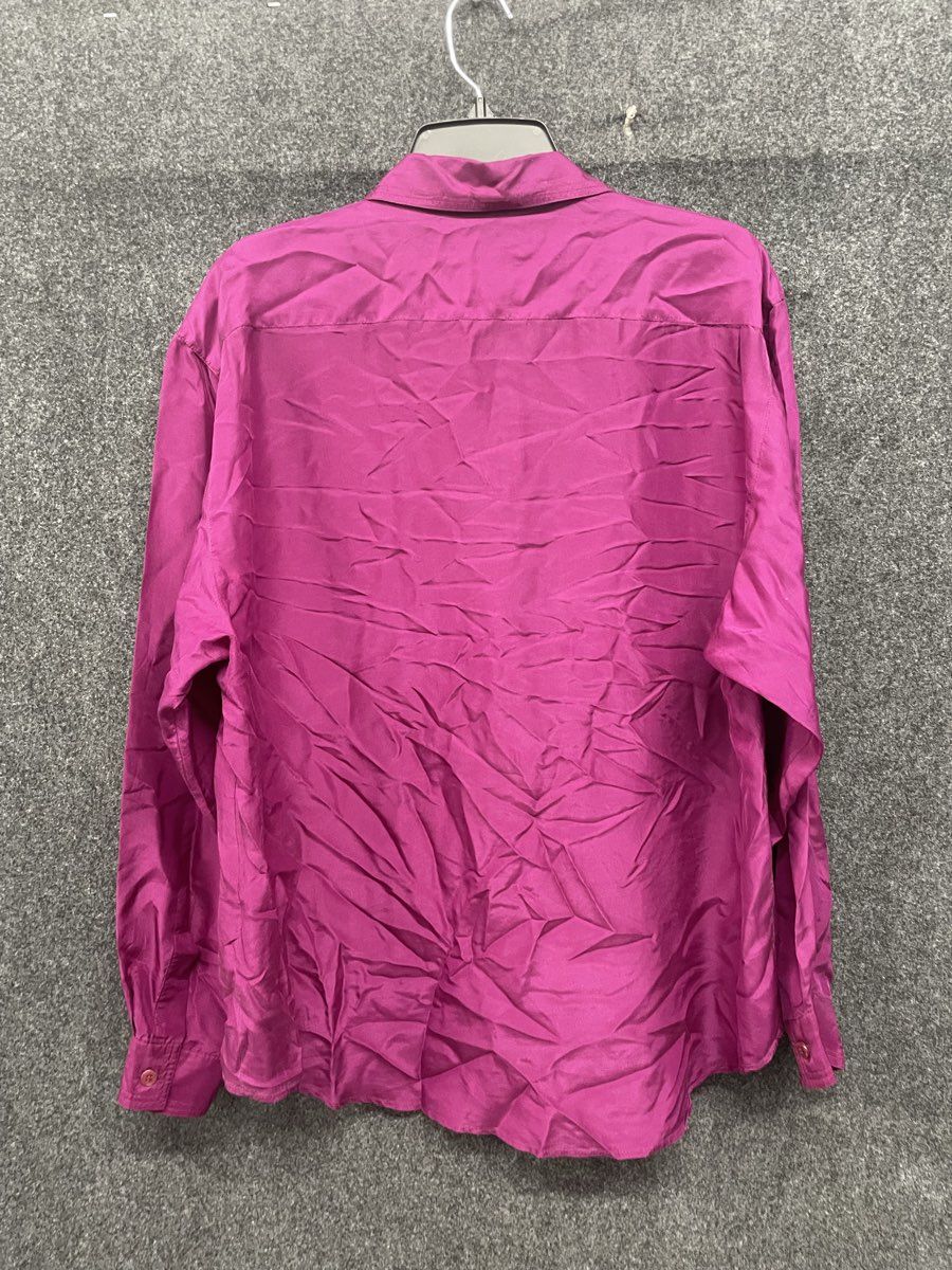 Vintage 90s Paul Harris Design Women's Magenta Silk Shirt Blouse Sz L