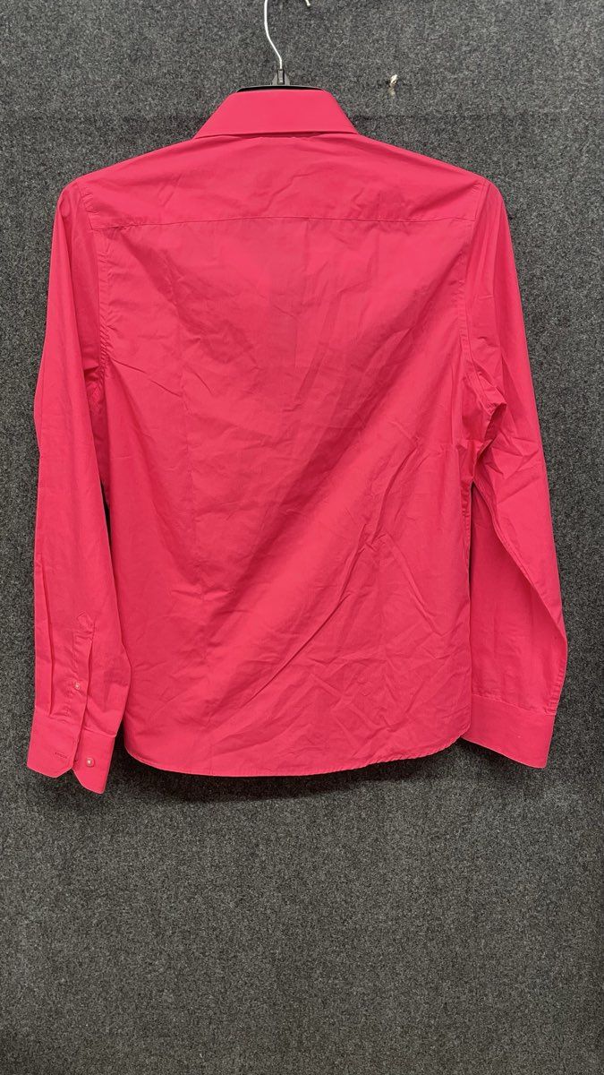 Rosso Milano Men's Hot Pink Modern Fit Button Up Shirt Floral Rose Trim Sz S 15