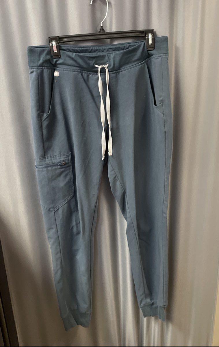 Figs Women's Zamora Jogger Scrub Pants Teal Blue Technical Cargo Sz M
