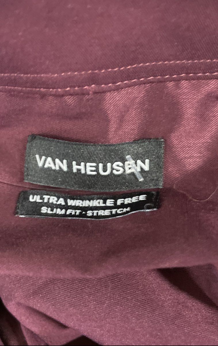 Van Heusen Men's Red Wrinkle Free Slim Fit Stretch Shirt NWT Sz 16 16.5 34/35
