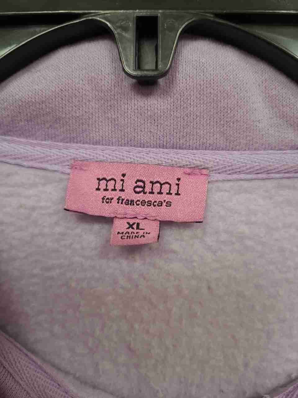 Mi ami Women's Lavender Monte Carlo Monaco Mock Neck Sweatshirt Hoodie Sz XL