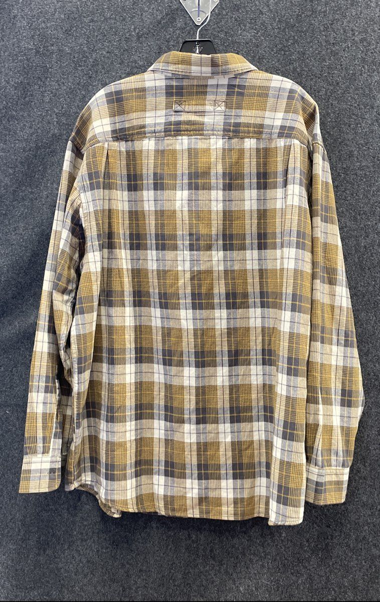 Duluth Trading Co Men's Yellow Plaid Free Swingin' Flannel Shirt XL Relaxed