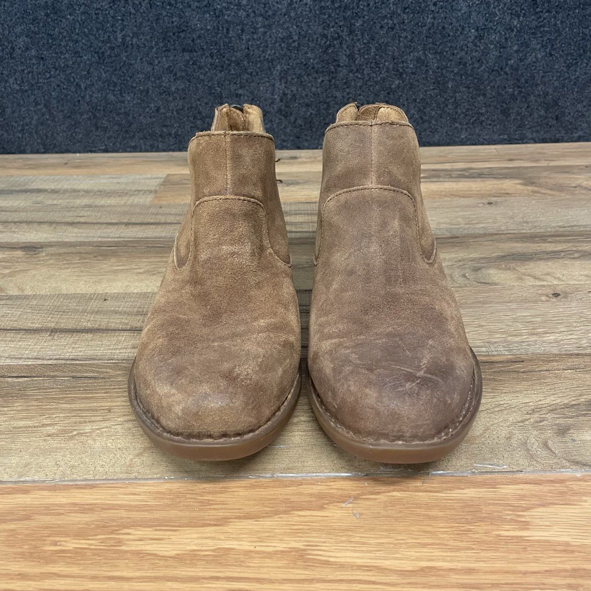 Born Kerri Brown Suede Back Zip Cutout Ankle Booties Women's Size 9M