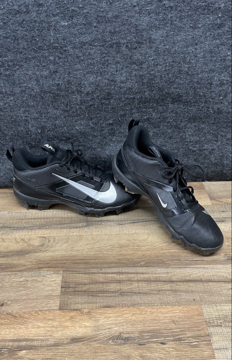 Nike Alpha Menace 4 Shark Low Black Silver Football Cleats Men's Size 11 Wide