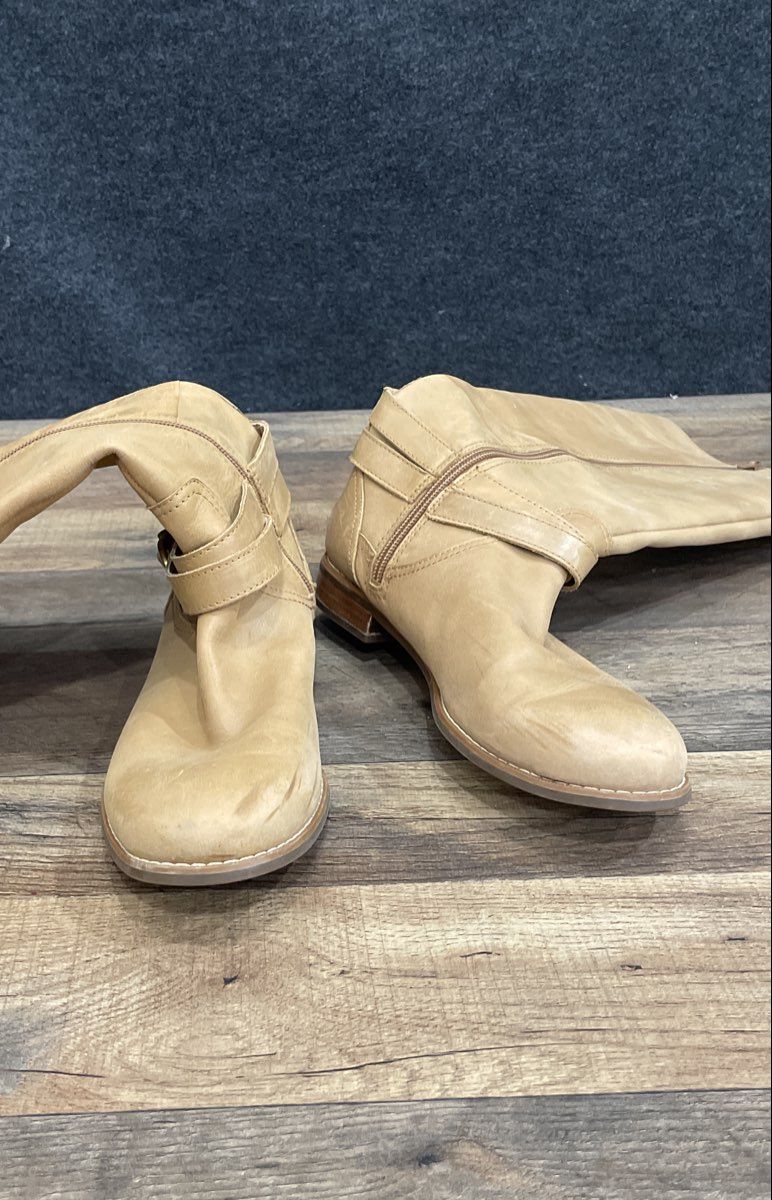 Sperry Top-Sider Tan Leather Tall Riding Knee High Boots Women's Size 8M