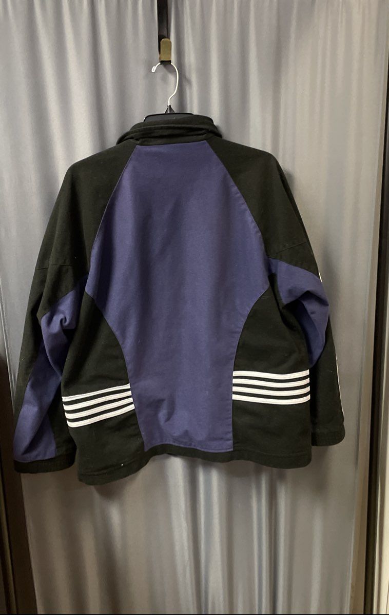 Vintage 90s J.G. Hook Men's Black Blue Full Zip Fleece Jacket Striped Sz M