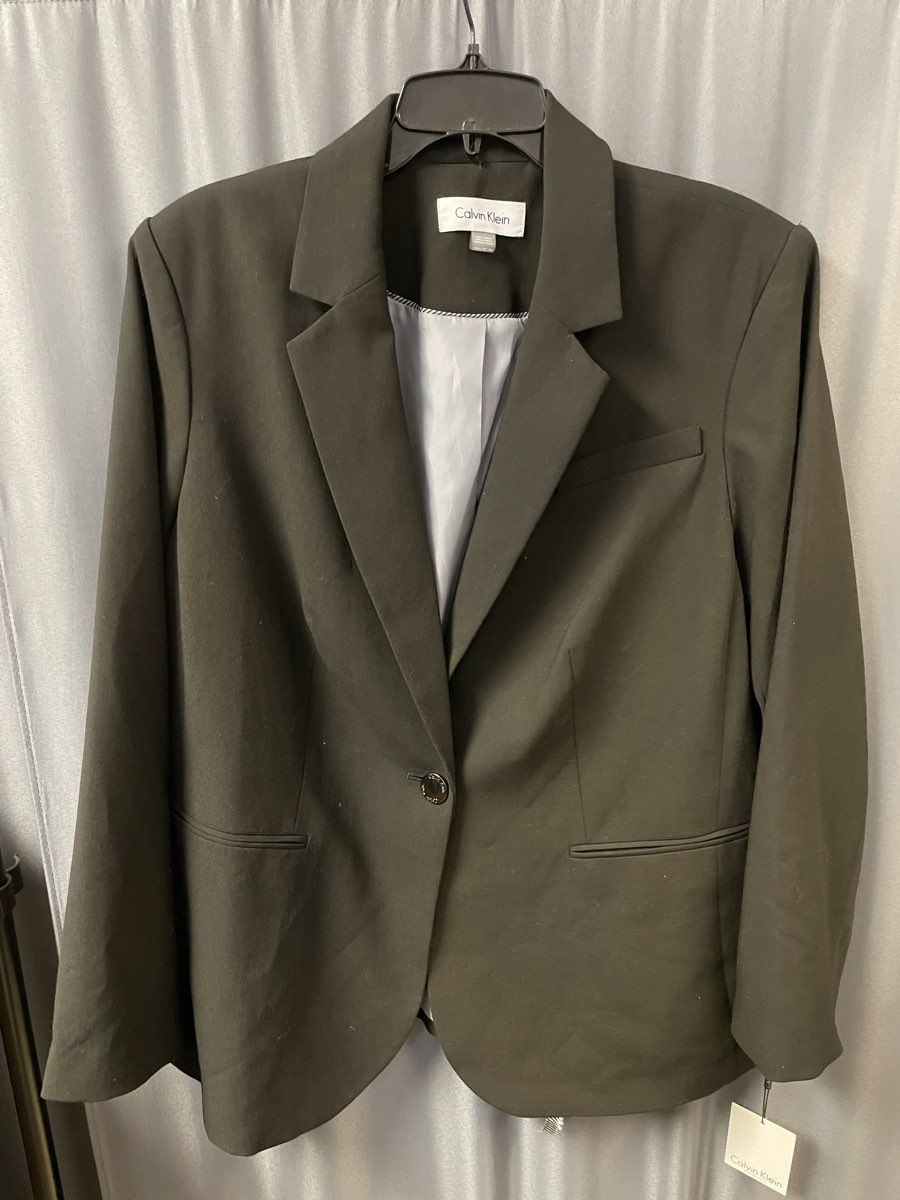 Calvin Klein Women's Black Blazer One Button Lined Professional NWT Size 18W