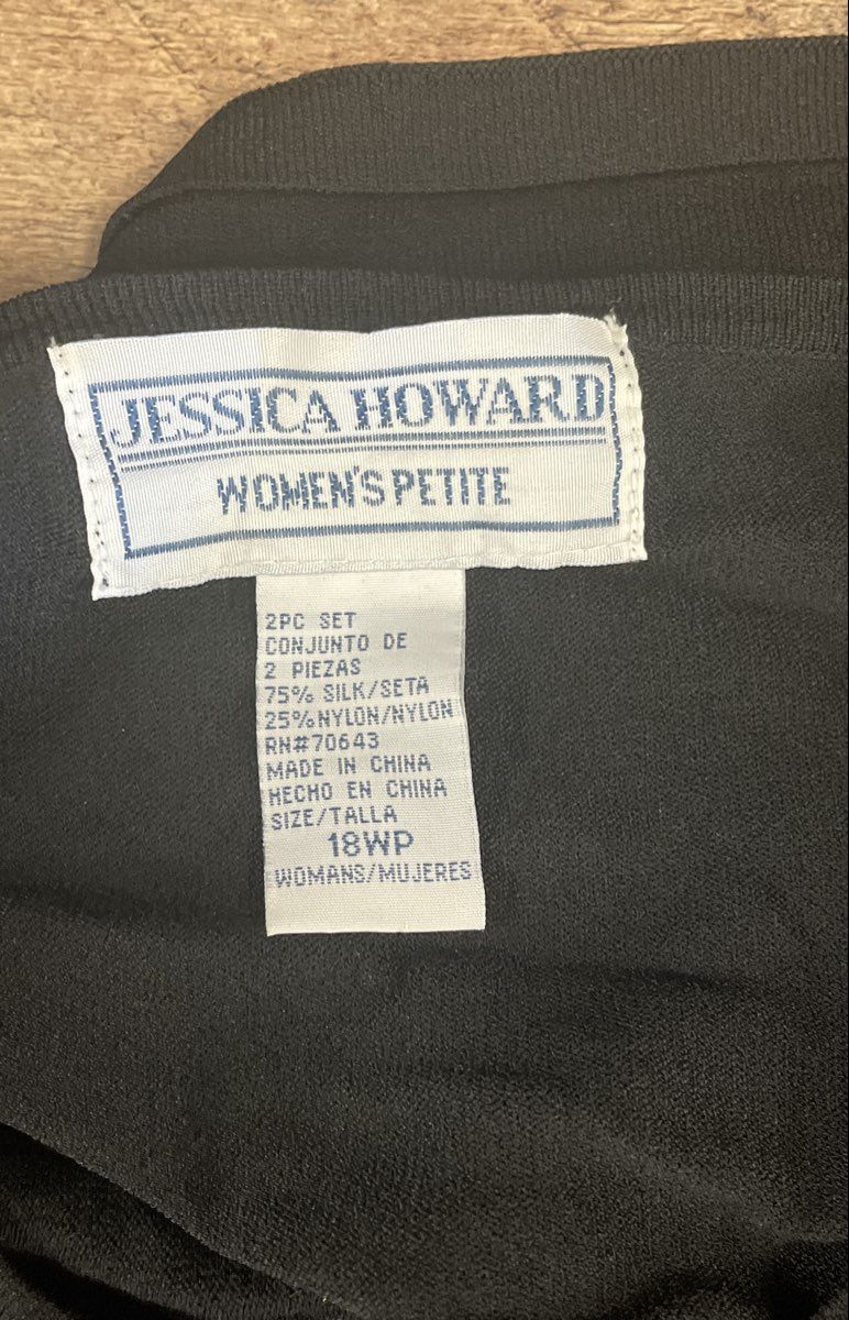 Vintage Y2K Jessica Howard Women's Black Silk Beaded Cardigan Sweater Sz 18WP