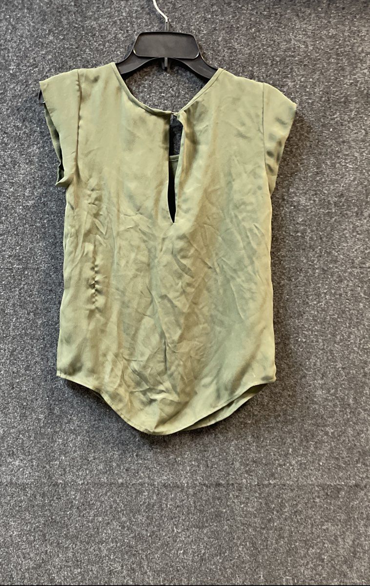Joie Women's Rancher 100% Silk Top Military Green Cap Sleeve NWT Sz XXS