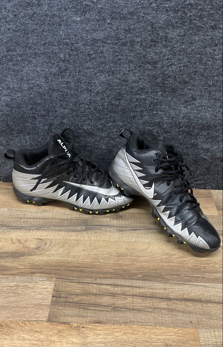 Nike Alpha Menace Shark Black Silver Football Cleats Men's Size 10.5