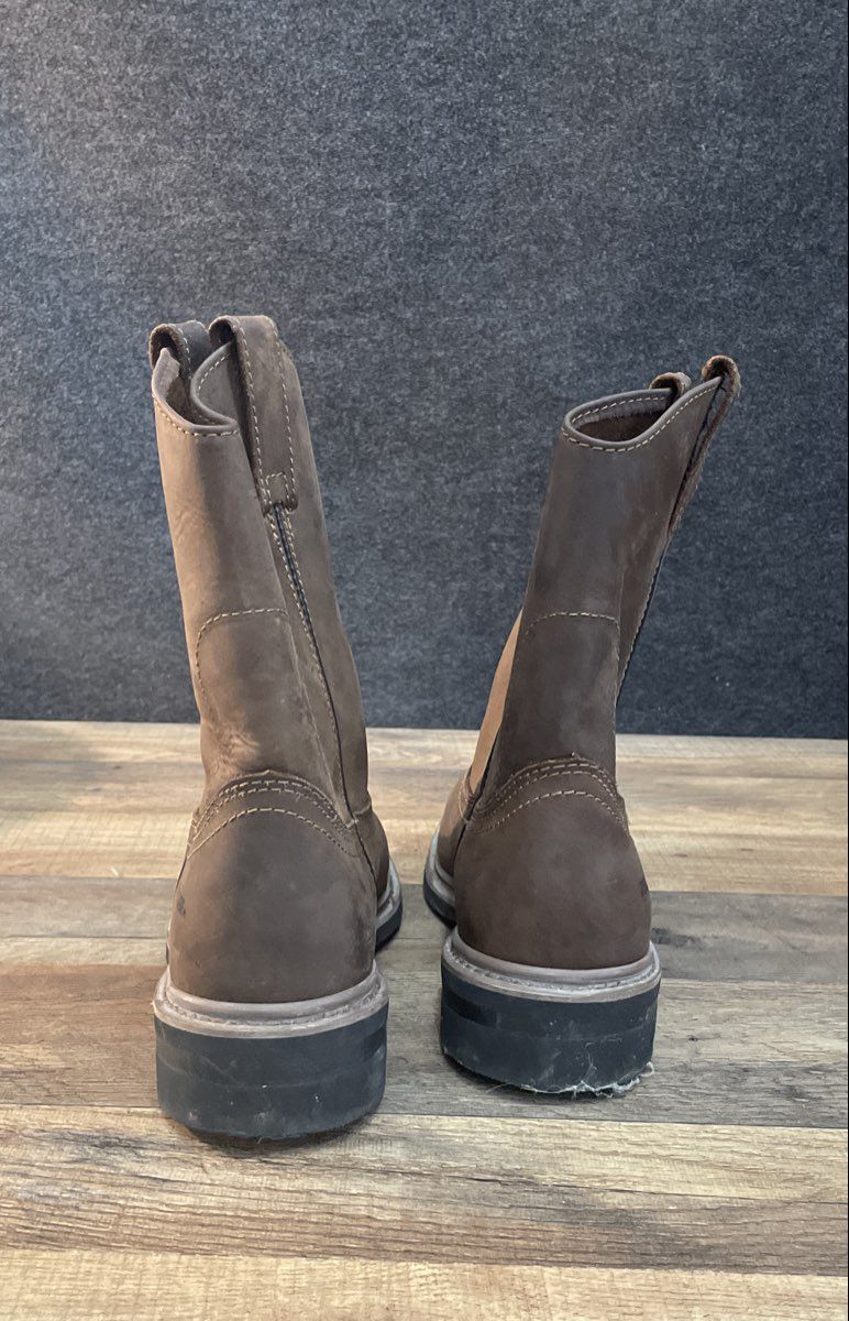 Trail Guide Wellington Dark Brown Leather Pull-On Work Boots Size 8M