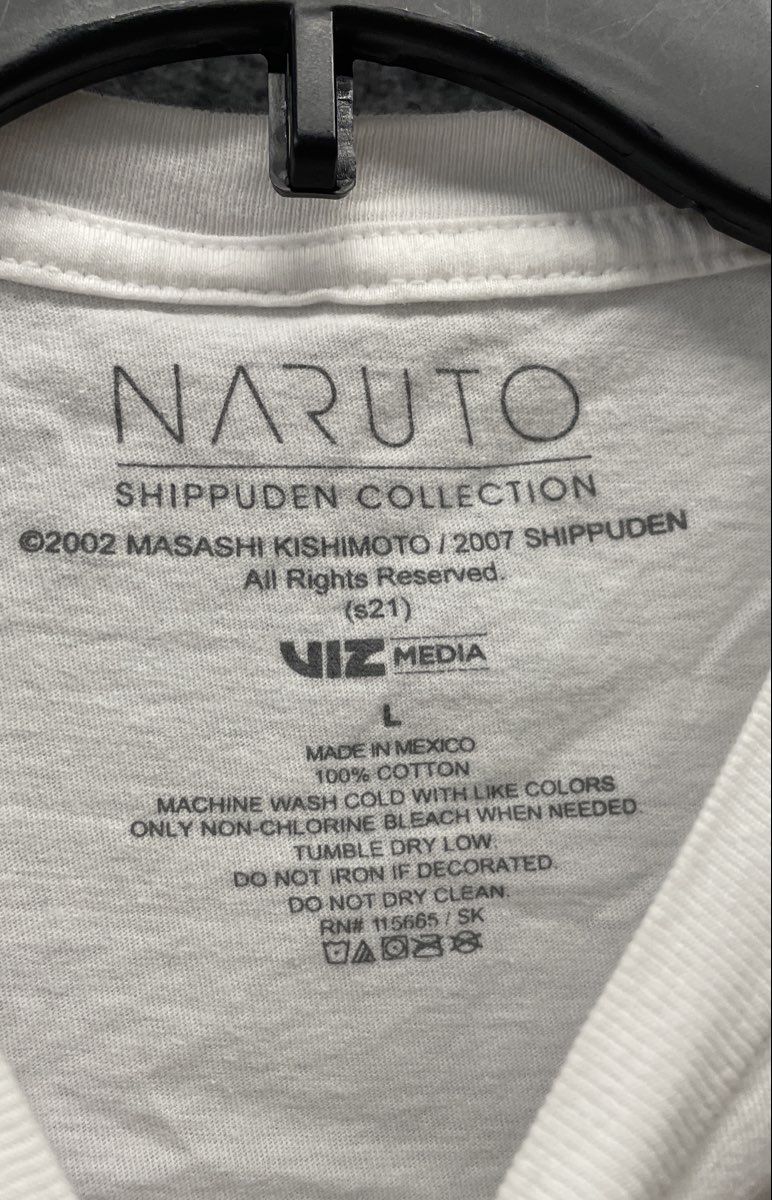 Naruto Shippuden Men's White Graphic T-shirt Uzumaki Kanji VIZ Media Sz L