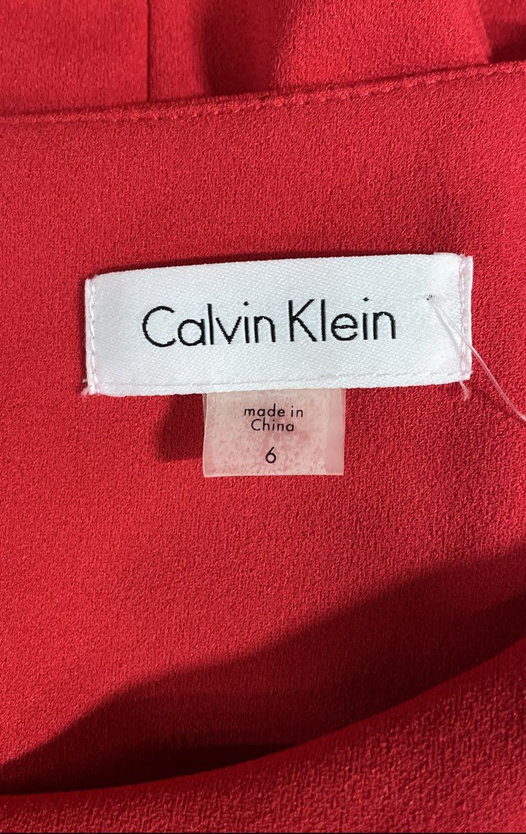 Calvin Klein Women's Red Flared Bell Sleeve Sheath Dress Back Zip NWT Sz 6