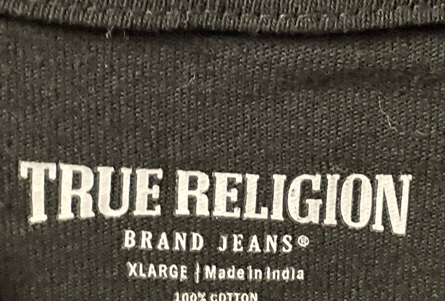 True Religion Men's Black Graphic T-Shirt Buddha Guitar Horseshoe Logo XL