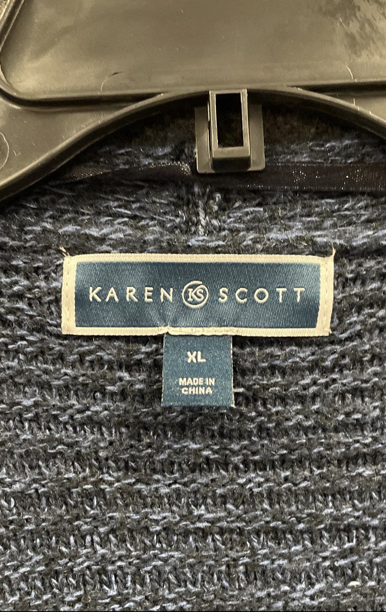 Karen Scott Women's Midnight Navy Blue Open Front Cardigan Sweater NWT Sz XL