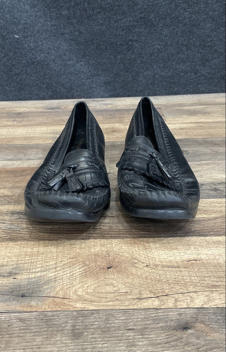 Nunn Bush Black Leather Kiltie Tassel Woven Loafers Men's Dress Shoes Size 11.5