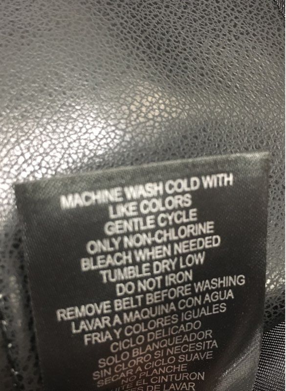 Kenneth Cole New York Women's Faux Leather Moto Jacket Black Belted NWT Sz S