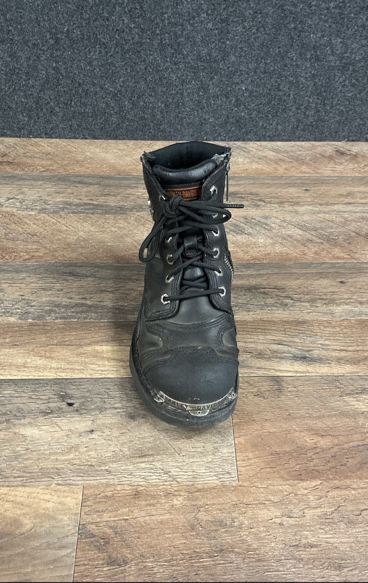 Harley-Davidson D8161 Black Leather Double Zip Biker Riding Boots Size 8