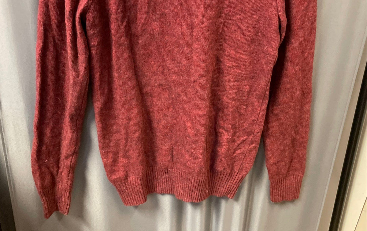 Timberland Men's Burgundy Heathered 1/4 Button Wool Blend Pullover Sweater Sz M