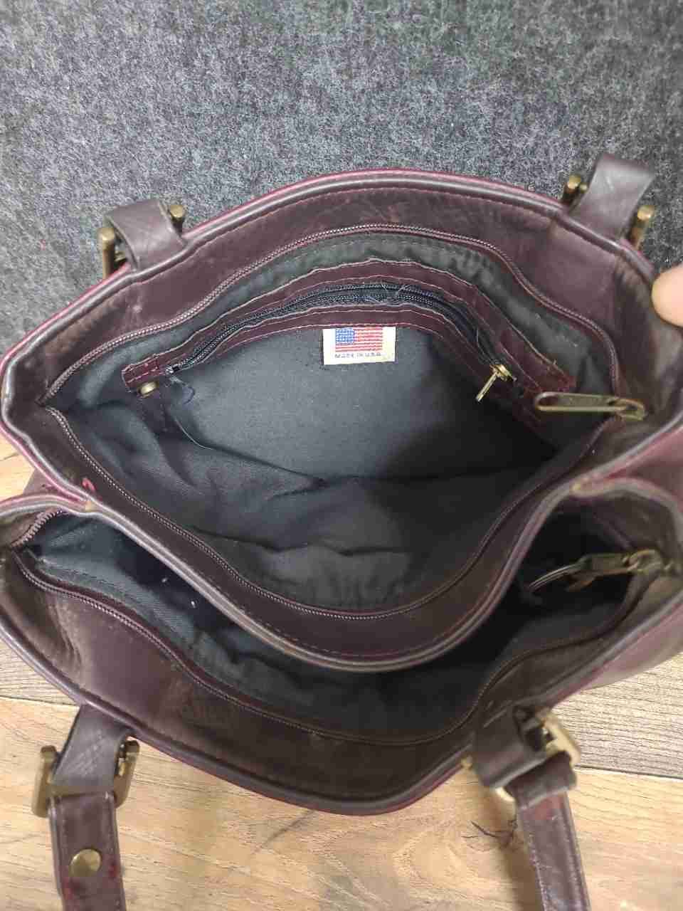Vintage 90s Stone Mountain Burgundy Pebbled Leather Shoulder Bag Made in USA