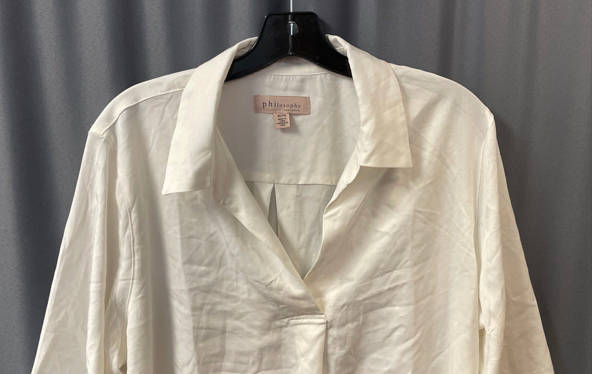 Philosophy Women's White Viscose Blend Split Neck Blouse Shirt Sz XL