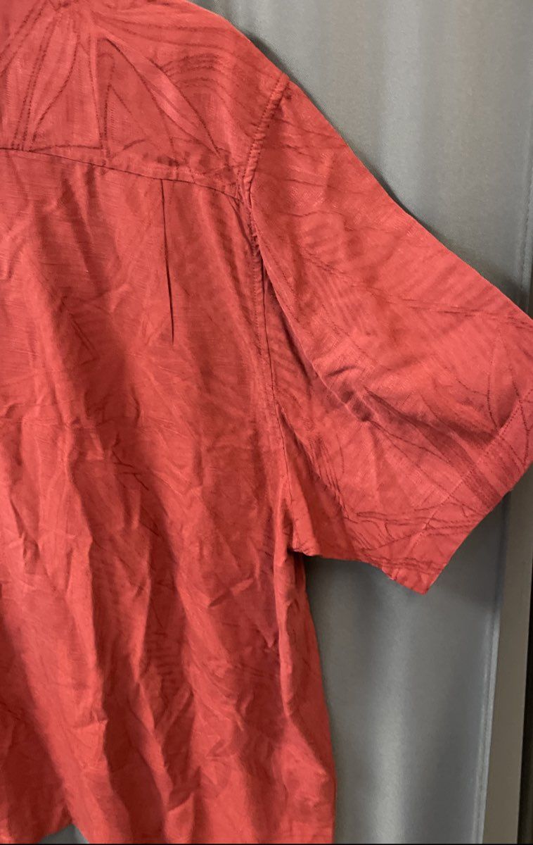 Tommy Bahama Men's Red Silk Blend Tonal Tropical Jacquard Camp Shirt Sz XXL