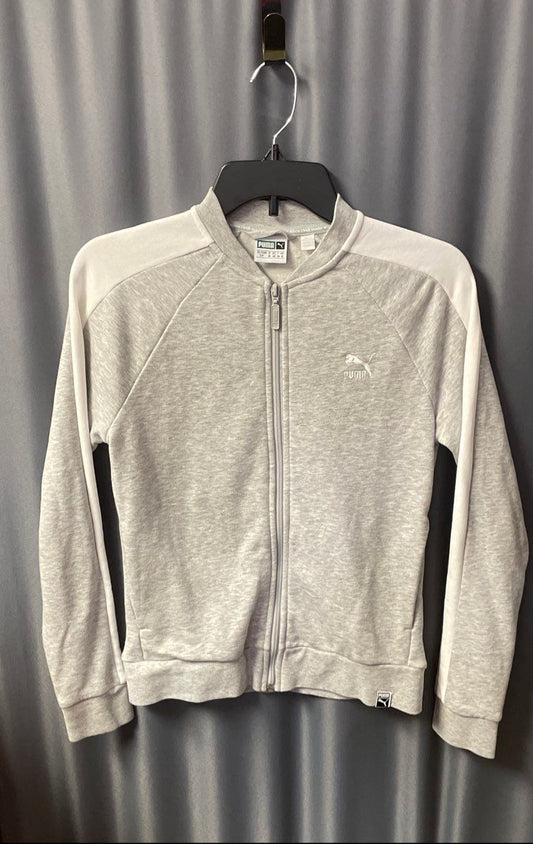 Puma Women's Full Zip Track Jacket Gray Heather White Raglan Sleeve Size S