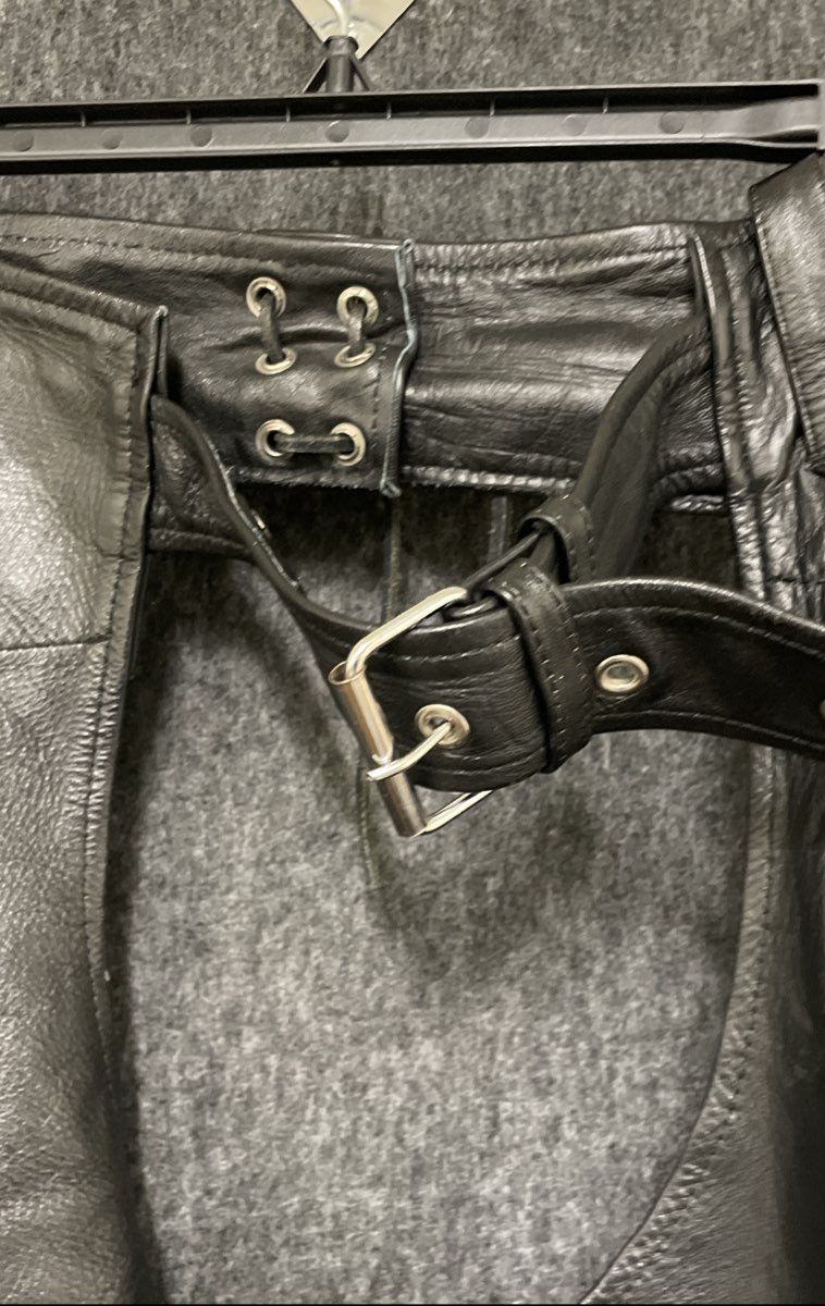 Leather King Black Leather Biker Motorcycle Riding Chaps Unisex Sz XXL