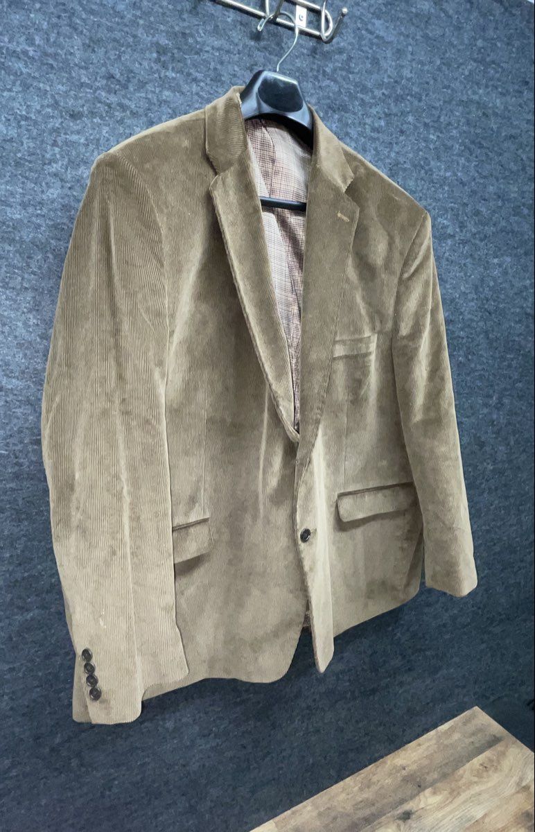Men's Brown Cotton Corduroy 2-Button Blazer Jacket Size 56R