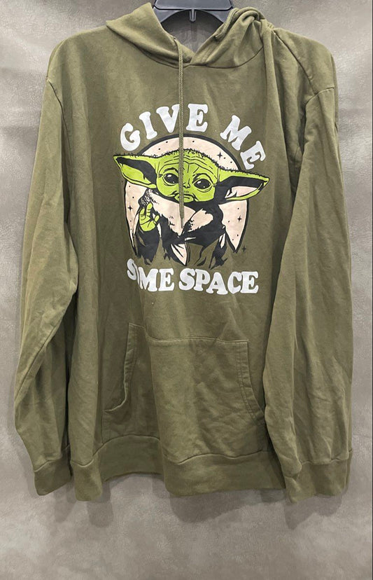 Star Wars Men's Mandalorian Grogu Graphic Hoodie Green Give Me Some Space XXL