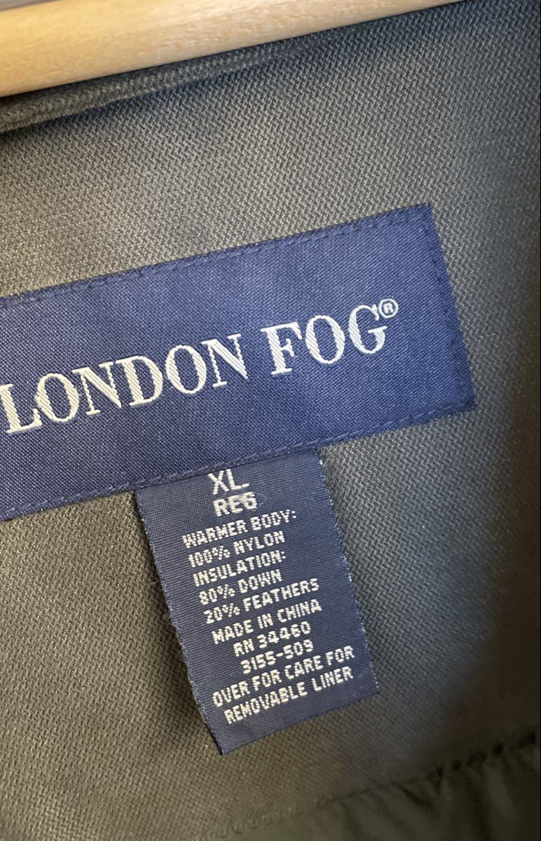 Vintage 90s London Fog Men's Olive Green Down Parka Jacket Removable Liner XL