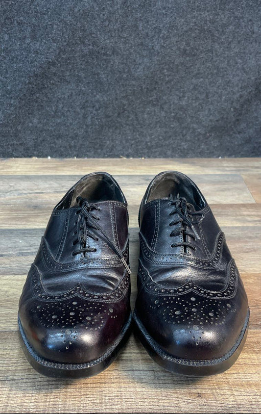 Florsheim Comfortech Black Leather Wingtip Oxford Shoes Size 8.5D