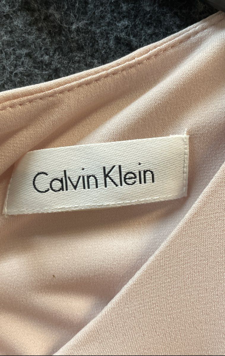 Calvin Klein Women's Pale Pink Sleeveless Pleated Keyhole Blouse Top Size S