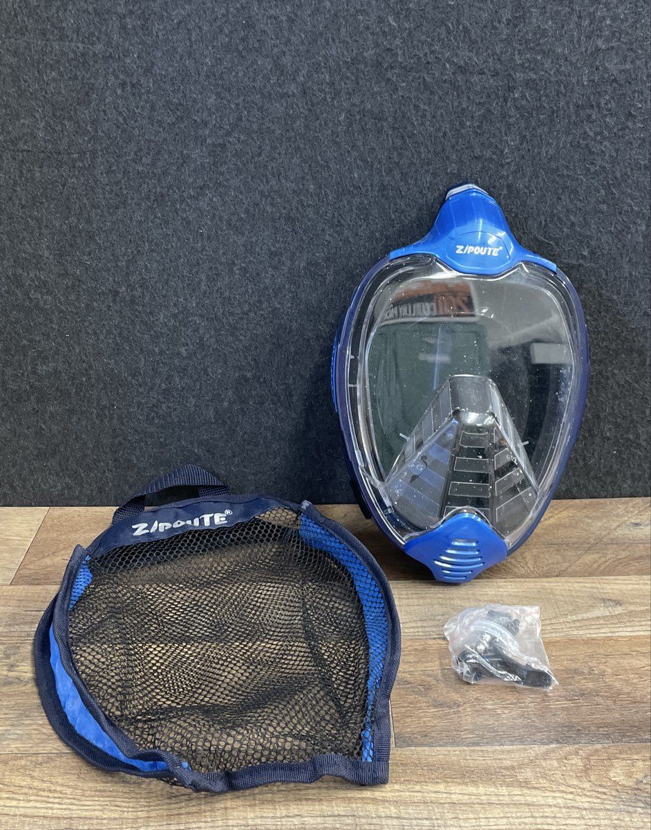 Z/POUTE Full Face Snorkeling Mask 180° Panoramic View Dry Top Anti-Fog Blue