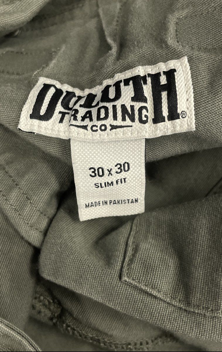Duluth Trading Co. Men's Fire Hose Slim Fit Cargo Work Pants Olive Green 30x30