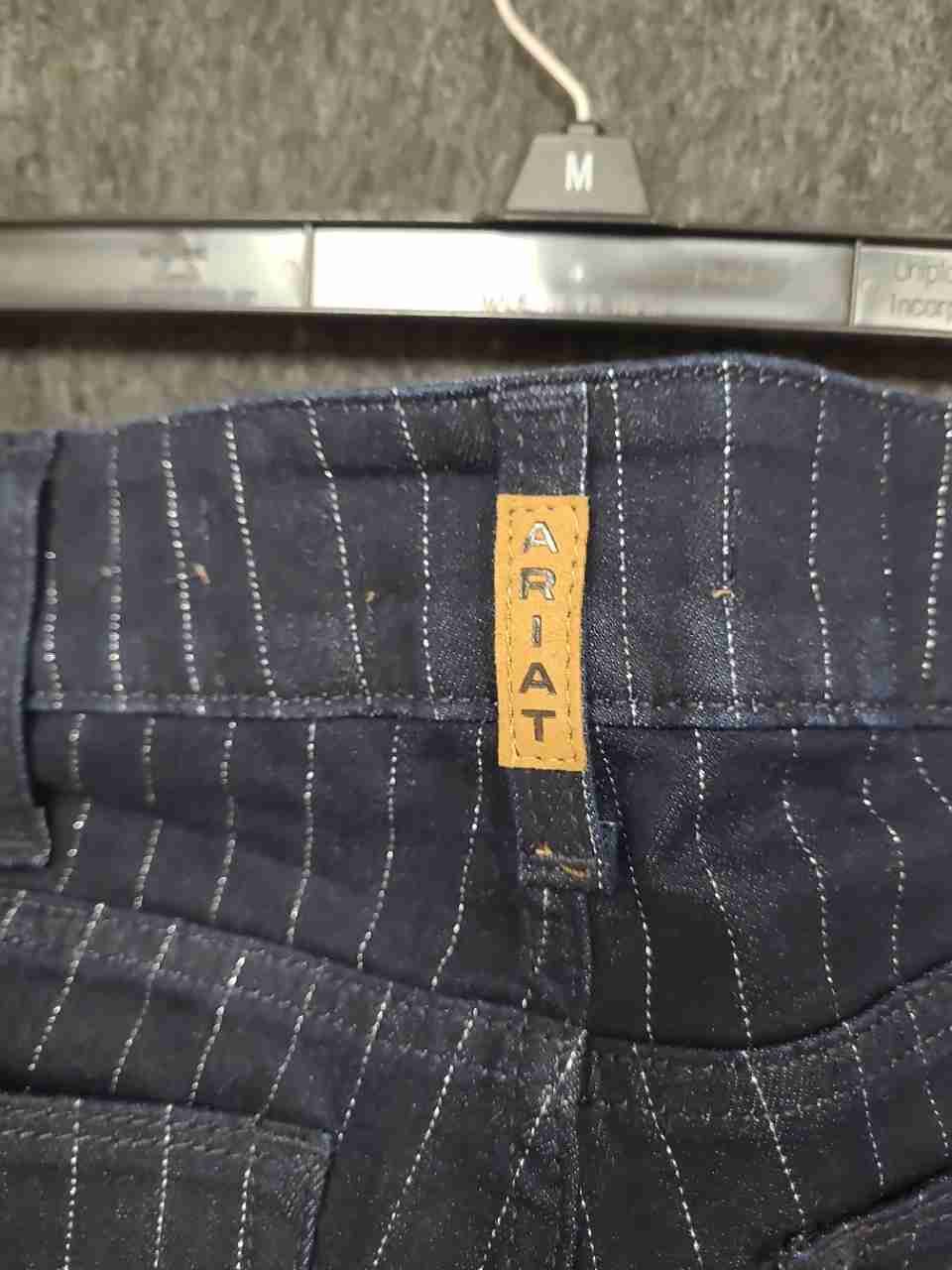 Ariat Women's Perfect Rise Flare Pants Blue Pinstripe Denim Jeans Sz 28R NWT
